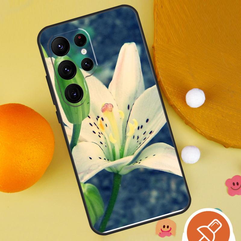 Чехол с цветами лилии для Samsung Galaxy S25 Ultra S24 S23 S22 S21 Ultra S9 S10 S20 Plus S24 FE Funda Cover
