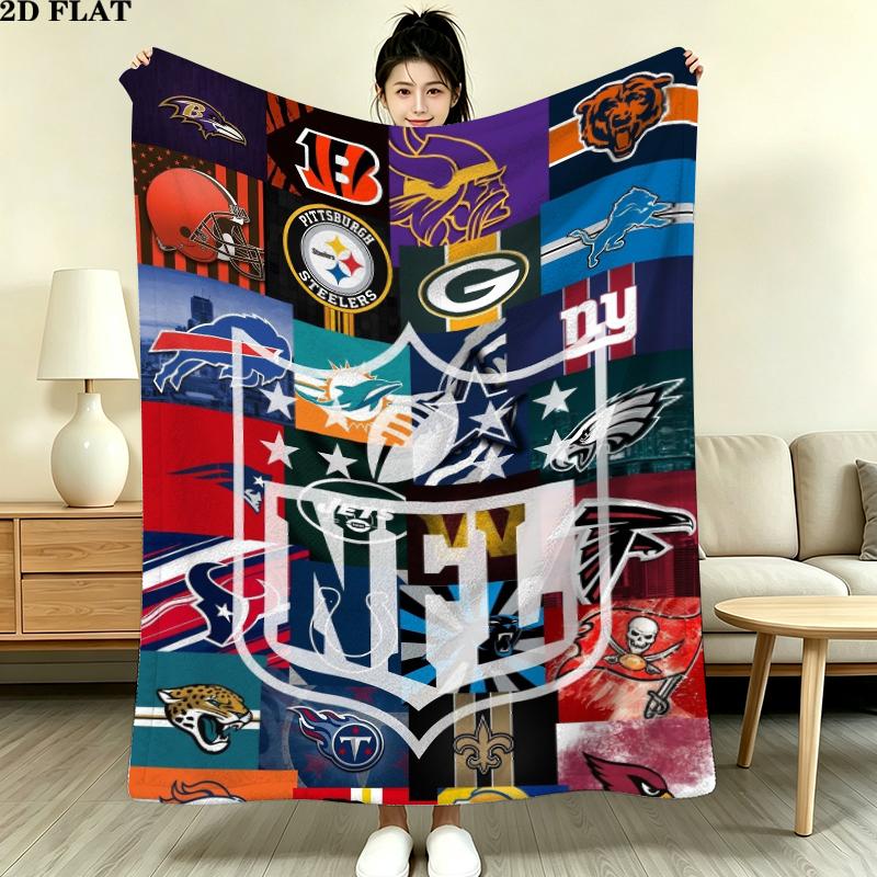 National Football League Print Flannel Blanket, High quality Comfortable for All Seasons, Home Decor, Warmth and Comfort, Perfect for Christmas Gifts