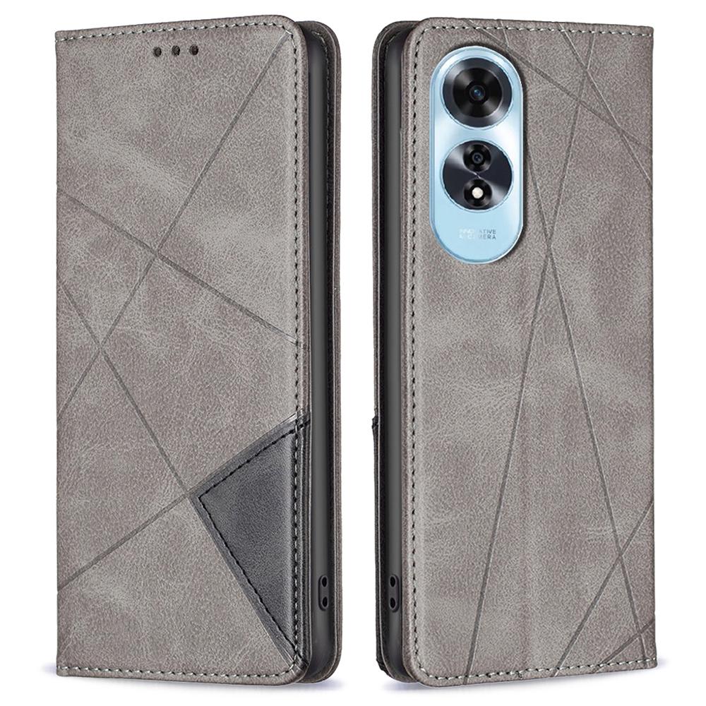 Чехол для Oppo A60 4G, противоударный, из ПУ-кожи, с ромбовидным узором, с отделениями для карт