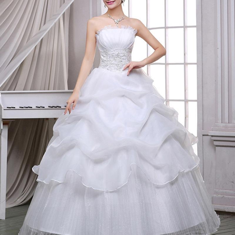 Свадебное платье Свадебные платья Летняя мода Кружевное свадебное платье без бретелек