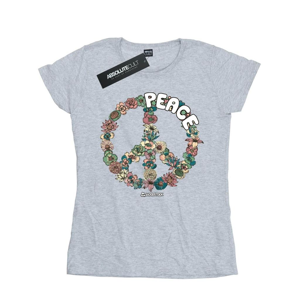 Woodstock Womens/Ladies Floral Peace Cotton T-Shirt