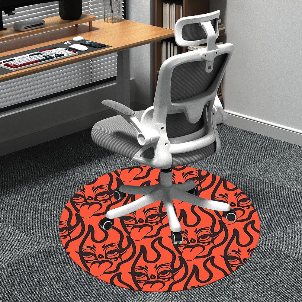 1pc Devil Faces Office Round Area Rug, Mat Suitable For Office, Under Office Chairs Bedroom Living Room Home Decor, Room Deco