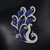 Korean Blue Crystal Phoenix Brooch: Women's Alloy Rhinestone Pin Accessory