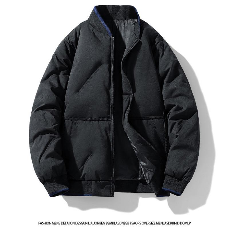 Winter New Cotton Jacket Men's Trendy Baseball Jersey Simple Versatile Stand-up Collar Cotton-padded Jacket