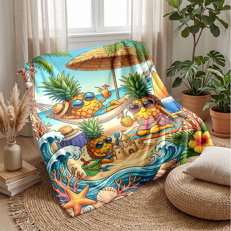 Pineapple Celebration Artwork Theme blanket Lightweight Warm Flannel Blanket Decorative Throw Blanket for Home Decoration