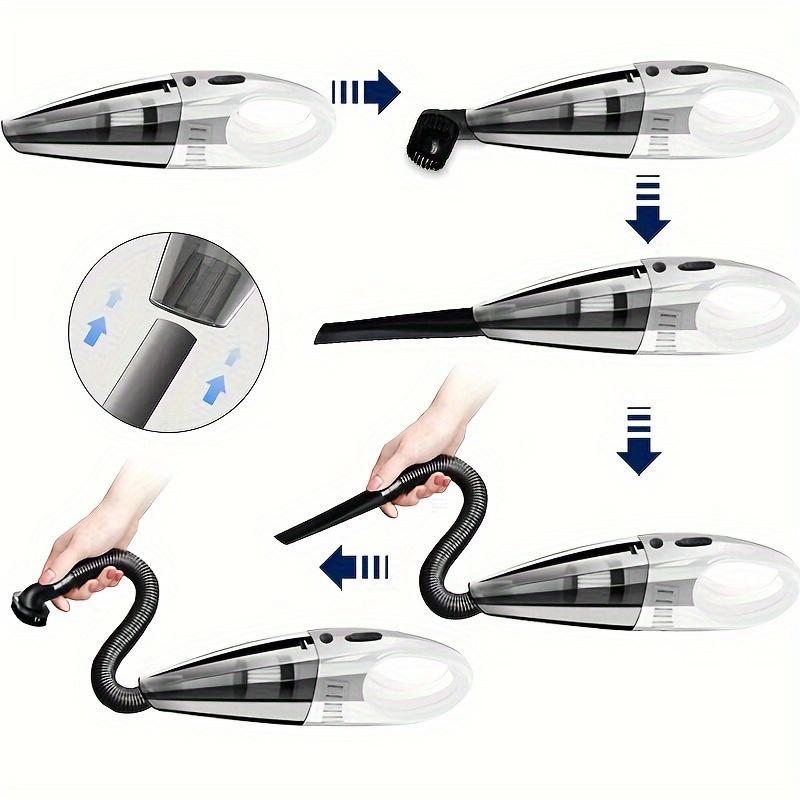 Большой проводной автомобильный пылесос с сильной силой всасывания. Разнообразие комбинаций аксессуаров для чистки автомобиля.