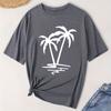 Женская модная футболка с коротким рукавом, летняя, с принтом кокосовой пальмы, повседневная