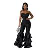 Women's New Fashion Sexy Bustier Solid Colour Pressed Pleated Lace Jumpsuit Female