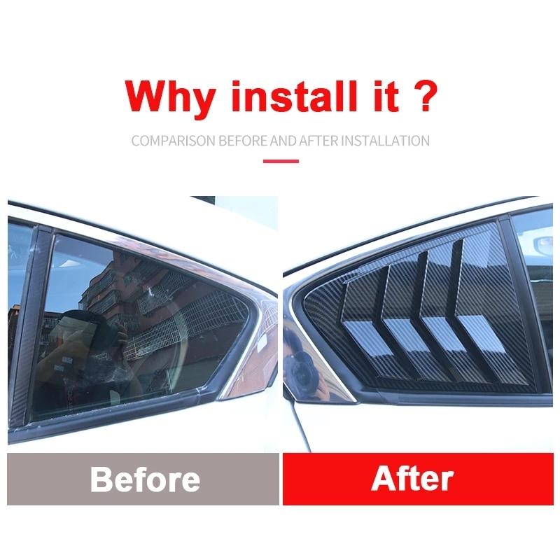 For Mazda 3 Hatchback Sedan Rear Triangle Window Louvers Vent Cover Shutter Trim Frame Car Accessories
