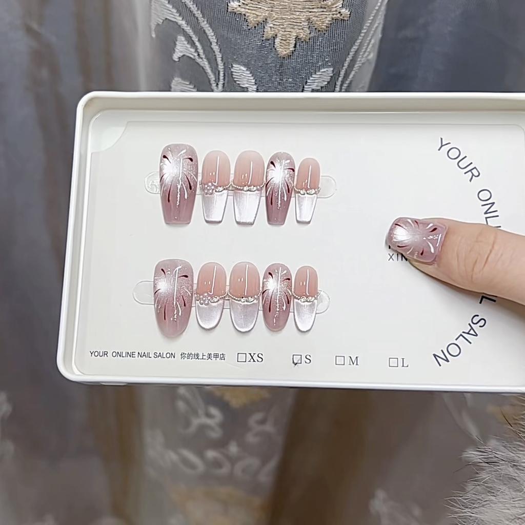 Hand-made Armor Purple Smoke Cat Eye Fireworks Blush Pure Sweet Temperament Whitening Nail Patch