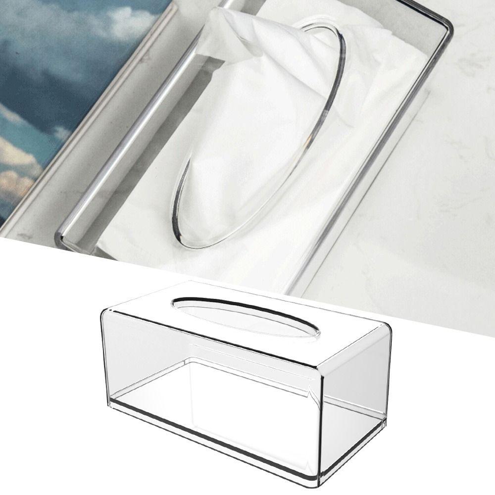 Portable Acrylic Transparent Napkin Dispenser Office Paper Holder Tissue Box Storage Case