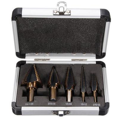 Стальные шаговые свëрла, 5 размеров в алюминиевом кейсе