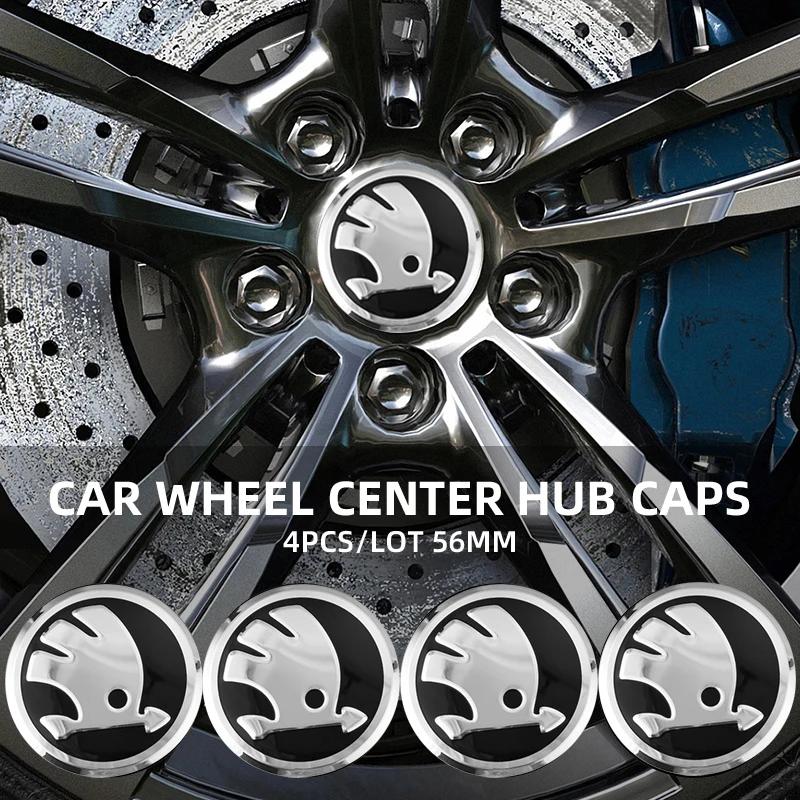 Автомобильная наклейка 2026 Горячая 4 шт. Наклейки на центральные колпачки ступицы колеса автомобиля Накладка-значок диска Для Skoda Octavia Fabia Rapid Superb Yeti Enyaq Kod