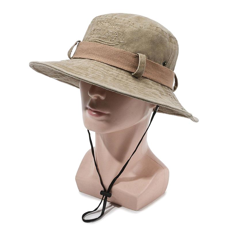 Моющаяся рыболовная шляпа с вышитым алфавитом, повседневная шляпа, туристическая альпинистская шляпа, ремешок, ветрозащитная веревка