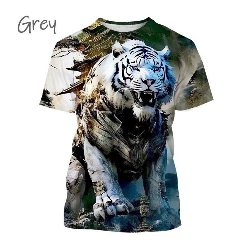 Мужская повседневная футболка с коротким рукавом с принтом White Tiger Series, мужская футболка