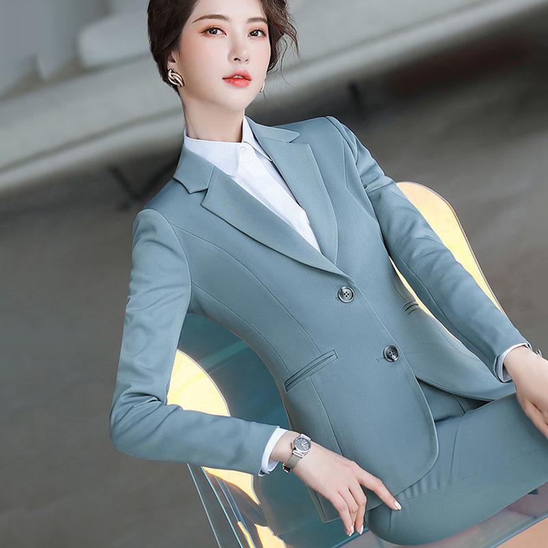 Однотонный профессиональный костюм, женский весенне-осенний темпераментный формальный комбинезон, куртка + брюки