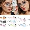 Rimless Sunglasses Womens Rectangle Shades Summer Fashion Trendy Uv400 Eyewear
