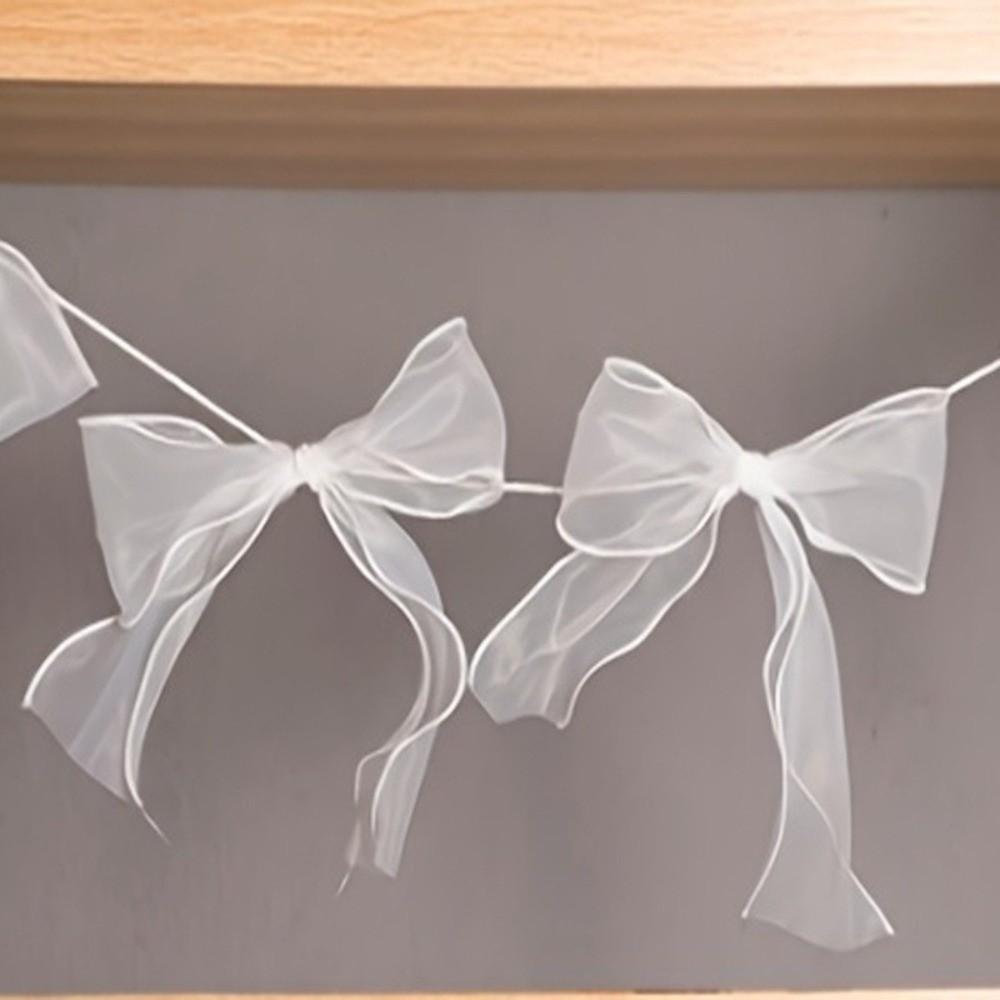 12Pcs Ribbon Bow Hanging Flags Sweet Hanging Banner New Bowknot Garland Room Wall