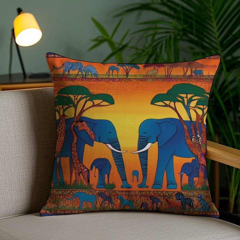 Abstract Painting African Living Pillow Case Anti-dustmite Invisible Zipper Sofa Bed