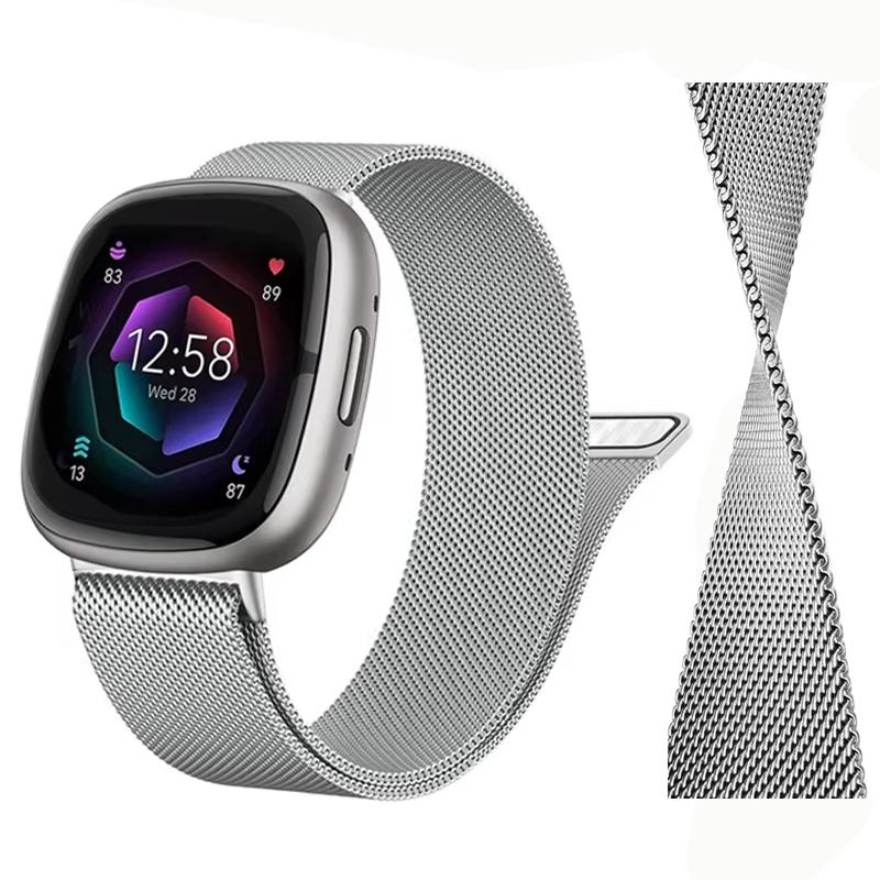Миланский Loop ремешок для Fitbit versa 4 3 Ремешок Sense/Lite Магнитный Нержавеющая сталь металлический ремень Браслет correa Fitbit versa 2