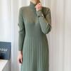Mizqz Turtleneck Ribbed A Line Long Knit Dress Big Size