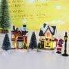 1-4Sets Christmas Resin Mini House Decor Set LED Lighted Christmas Resin House for Micro Landscape Ornament Decoration