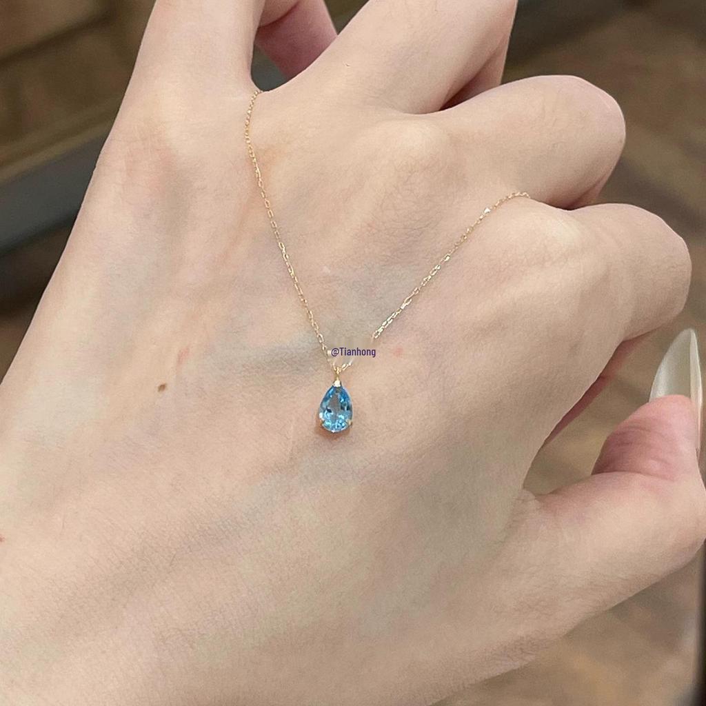 2025 Blue Water Drop Clavicle Choker Necklace for Women - Elegant Light Luxury Accessory