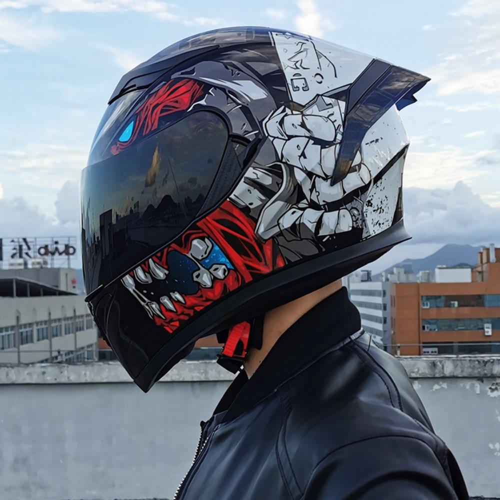 Jiekai Electric Motorcycle Helmet Men's and Women's Full Helmets Double Lenses Full Overlay Street Car Bluetooth Universal In All Seasons