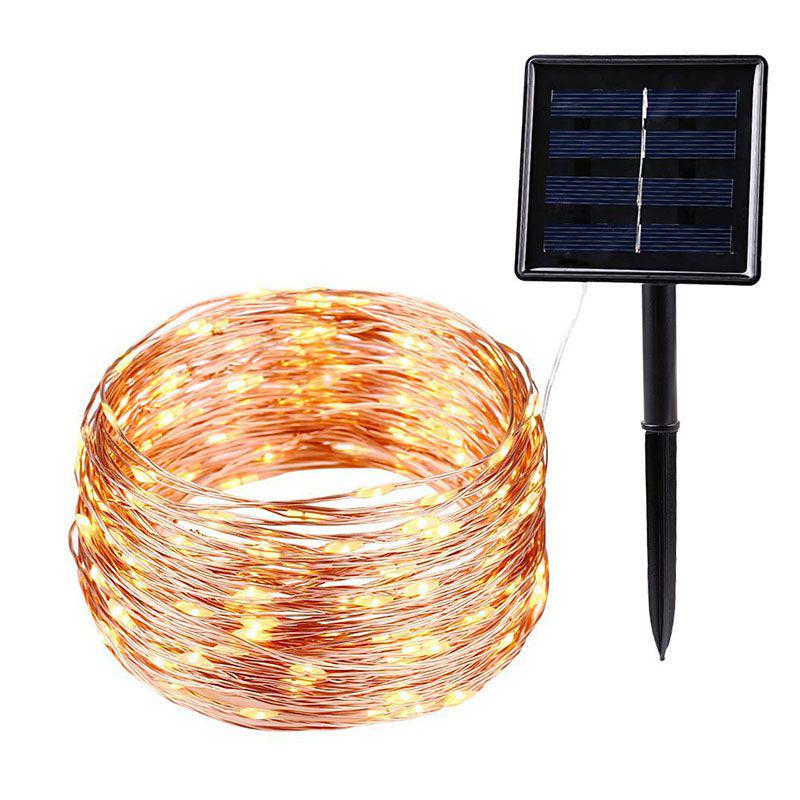 High Efficiency Solar Powered 100 Led Copper Wire Light String For Garden