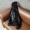 New Genuine Leather Hooded Jacket for Men Pure Top Grain Cowhide Casual Big Size Autumn Winter Coat