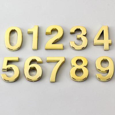 5 см ABS позолоченный золотой номерной знак на этаже отеля, цифровые вывески, гостиничный номер, номер двери, цифра 0-9, наклейка с самоклеящейся наклейкой