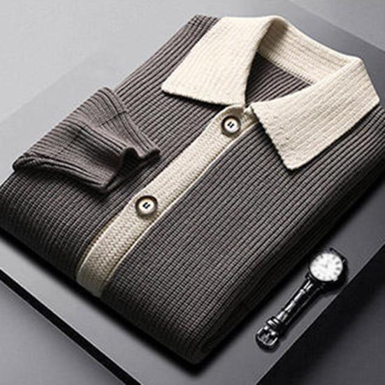 Мужской свитер, пальто, толстый, цветной, застежка на пуговицы, отложной воротник, трикотажная, свободная, сохраняющая тепло куртка, осень