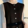 Women's Loose Fit Merino Wool Knit Sleeveless Vest Cardigan - Spring/Summer