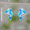 2D Плоские Забавные Серьги-Подвески в виде Дельфинов из Акрила, Украшения с Океанскими Животными, Морские Подарки для Женщин, Летние Шармы