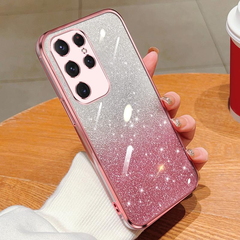 Модный блестящий чехол с градиентным покрытием для Samsung Galaxy S24 Plus S23 S22 Ultra S21 S20 FE A54 A34 A14 A15, силиконовая задняя крышка