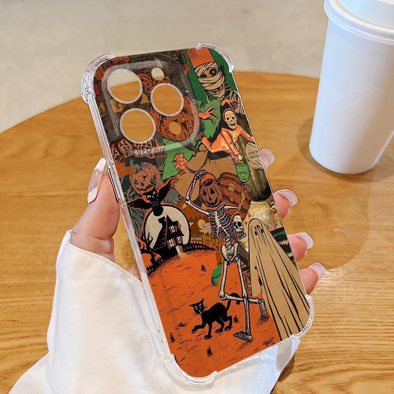 Милый прозрачный чехол для телефона Ghost для iPhone 15 14 13 12 11 Pro Max 7 8 14 15 Plus X XR XS Max забавный матовый мягкий роскошный чехол на Хэллоуин