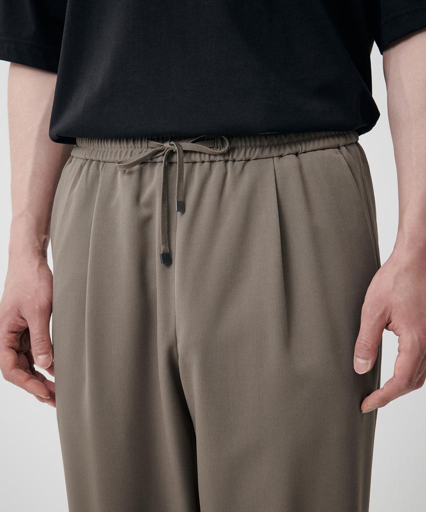 MUSINSA STANDARD Wide Easy Elastic Waist Crop Slacks [Dusty Beige]