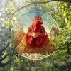 Kaijit - 1pc Sunrise Rooster Pattern 3D Mandala Wind Chime - Rotating Art Decoration for Garden, Patio And Home Decorhere