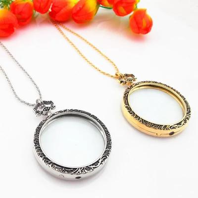 3x Портативная лупа Карманная лупа для чтения Подарок Ожерелье Украшение Подвеска Золото и Серебро Декоративный подарок Лупа