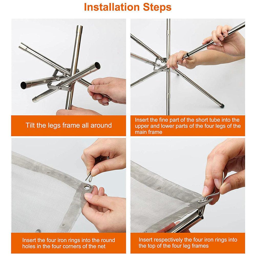 Портативный камин из нержавеющей стали, складной сетчатый камин с сумкой для переноски, термостойкий на открытом воздухе