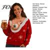 Daily Wear Pullover Christmas Sweatshirt with Exposed Breast Print, Long Sleeve Crewneck for Women Loose Women, Fake Low Cut Boob Pattern Top