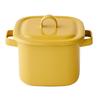 365methods Square Enamel Multipot Storage Container Small Pot IH Gas Fire Compatible with Lid Yellow