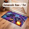 City Cyberpunk Theme Crystal Velvet Floor Rug Personalized Custom Name Text Warm Carpet Home Decoration
