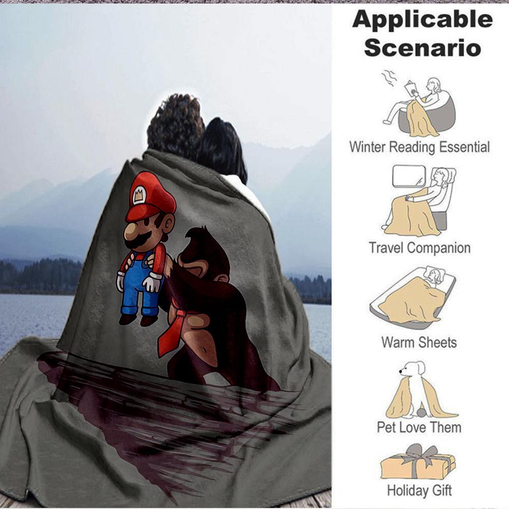 1pc Mario Demon Flannel Blanket, Soft Skin Friendly with Digital Printing, Various Sizes Available for Family, Friends, Birthday
