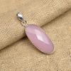 Pretty Pink Chalcedony Gemstone 925 Sterling Silver Handmade Jewelry Pendant For New Year Gift
