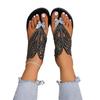 2025 new toe flat bottom fashion slippers women's rhinestone butterfly beach flip-flops large size Slippers