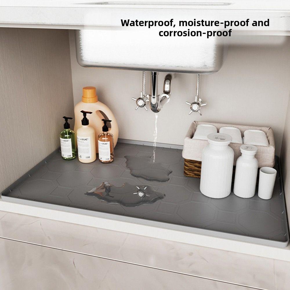 34" x 22" Under Sink Mat Silicone Sink Tray Multi-functional Pet Feeding Mat for Kitchen Bathroom