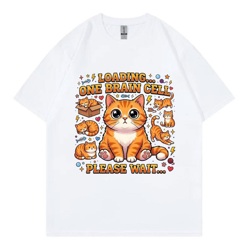 Loading One Brain Cell Funny Cat Meme Tshirts Unisex Unisex Fashion Cartoon Short Sleeve T Shirt Summer Casual Loose Cotton Tshirt