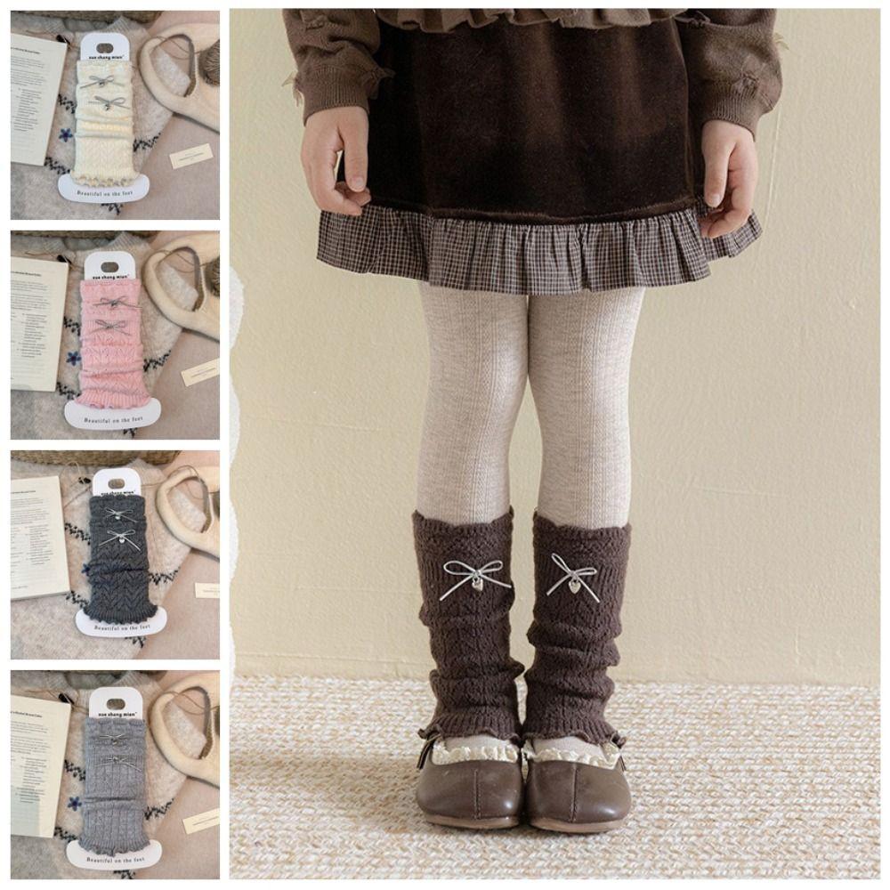 Bow Decor Kids Sock Cuffs Lace Trim Slouch Socks Cute Calf Socks Autumn Winter