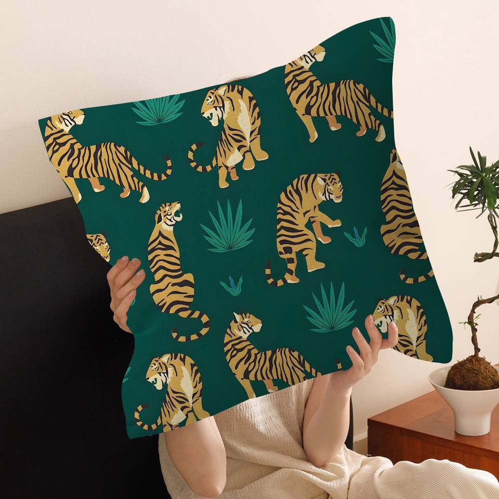 Animal Style Tiger Cushion Case Autumn Jungle Pillow Anime Pillow Sofa Bed Head Pillow Cover Cushion Cover 45x45 cm Fashion